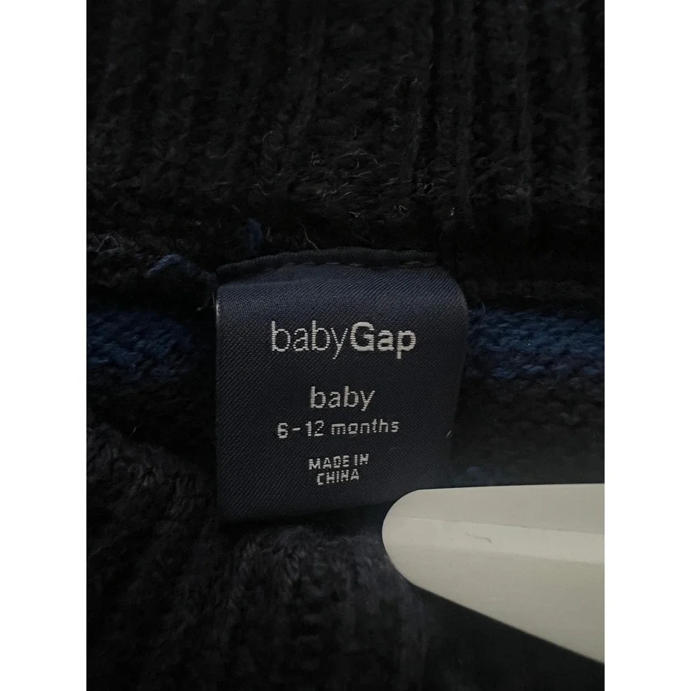 BabyGap Blue Black Striped Knit Cargo Pants 6-12 Months Baby Trousers (0999)
